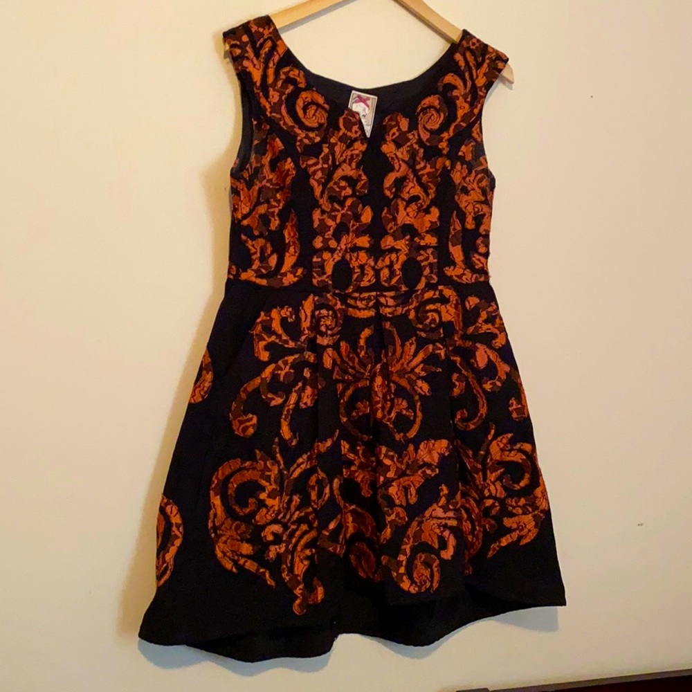 Orange and Black dressy Skater Dress Size 8P